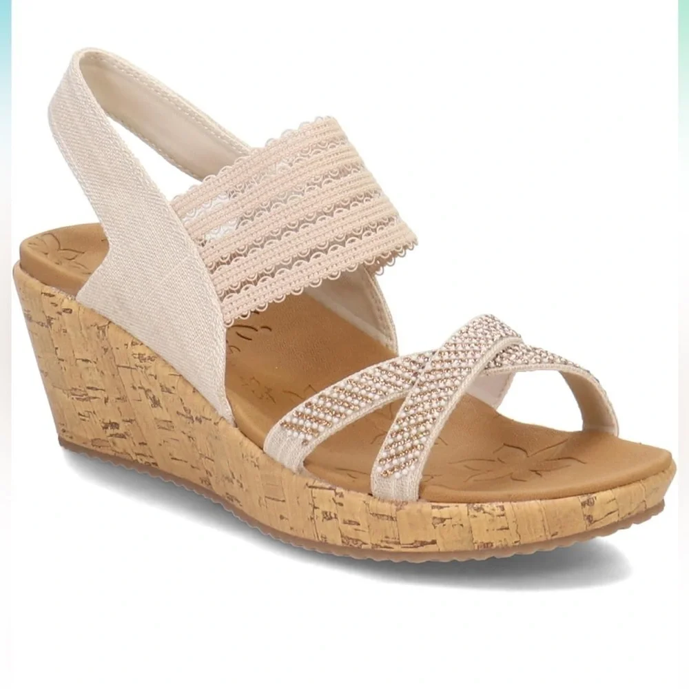 Elegant Cream Wedge Sandals